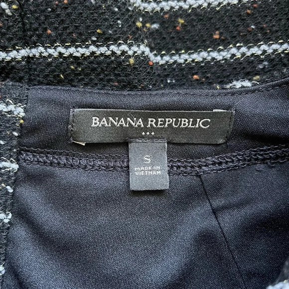 Banana Republic Factory Black & White Striped Tweed Boatneck Sweater Small Women - Picture 10 of 12